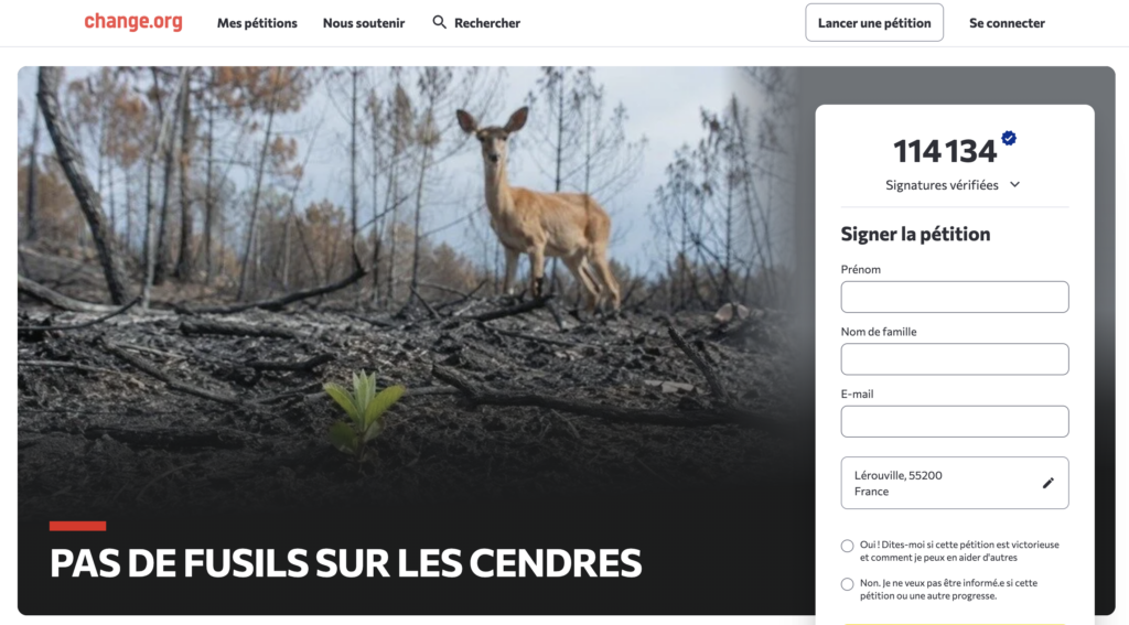 « Pas de fusils sur les cendres » : soutenez cette pétition​